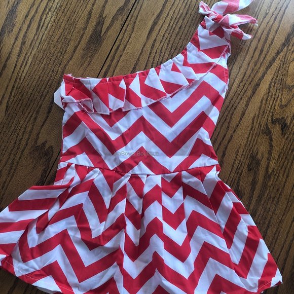 Other - Red Chevron One Shoulder Dress